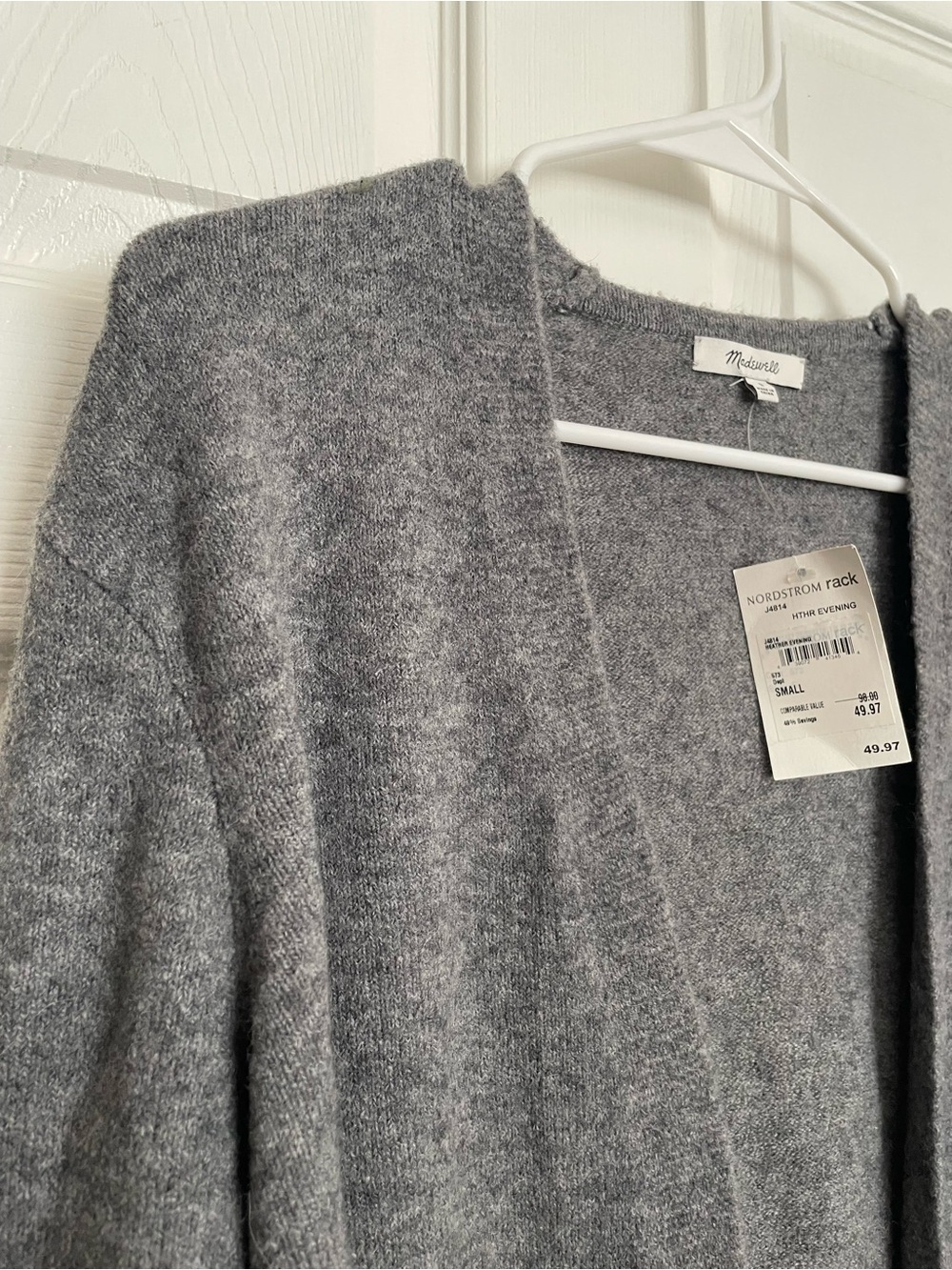 NWT Madewell Wool Blend Women’s size Small Open-Front Gray Cardigan Sweater - Picture 2 of 8